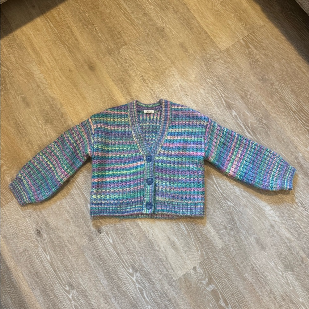 NWOT - NEXT Pastel Rainbow Knit Sweater/Cardigan Girl 5yo